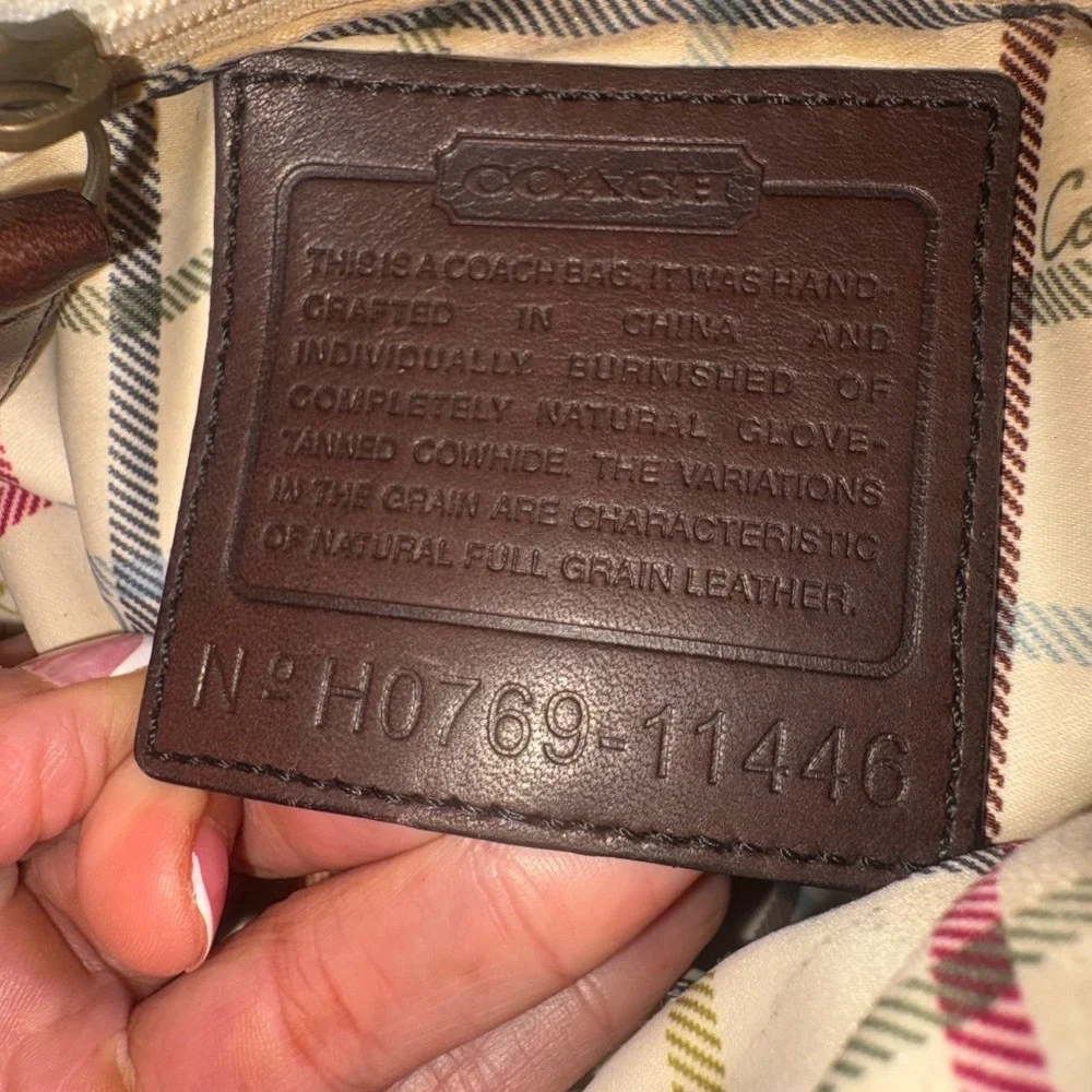 Coach Bleeker Tattersall Leather Flap Crossbody Brown Whipstitch Turnlock 11446 - Picture 3 of 12